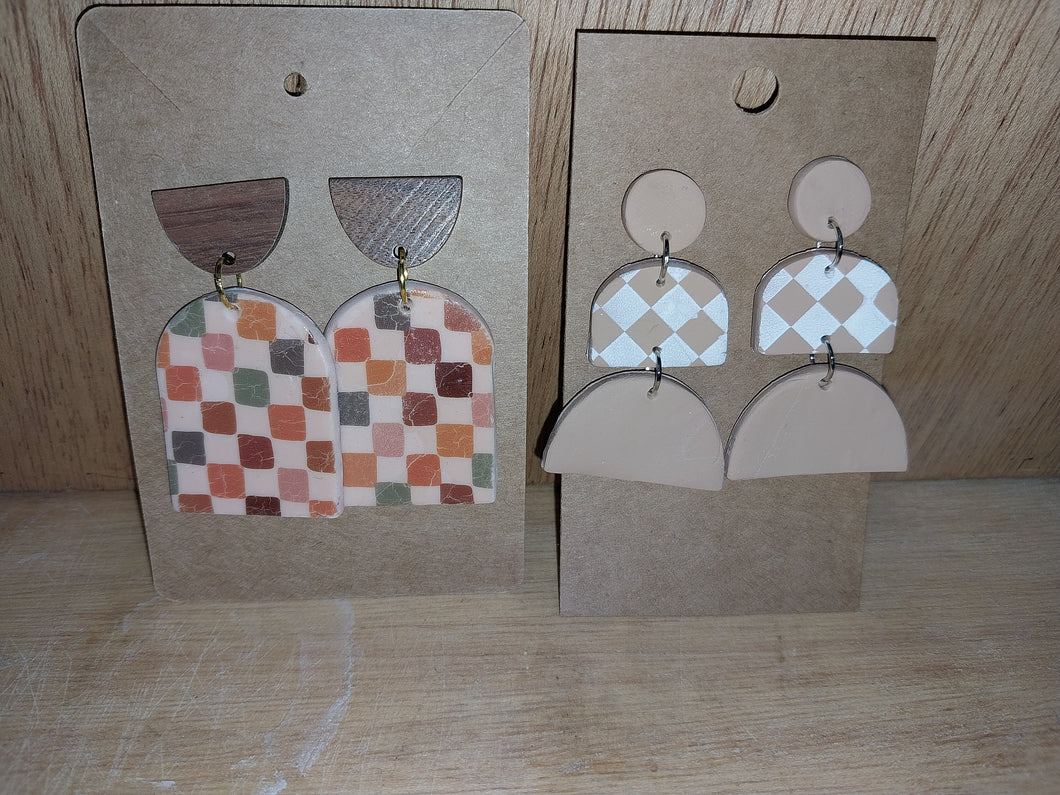 Checkered Clay Studs