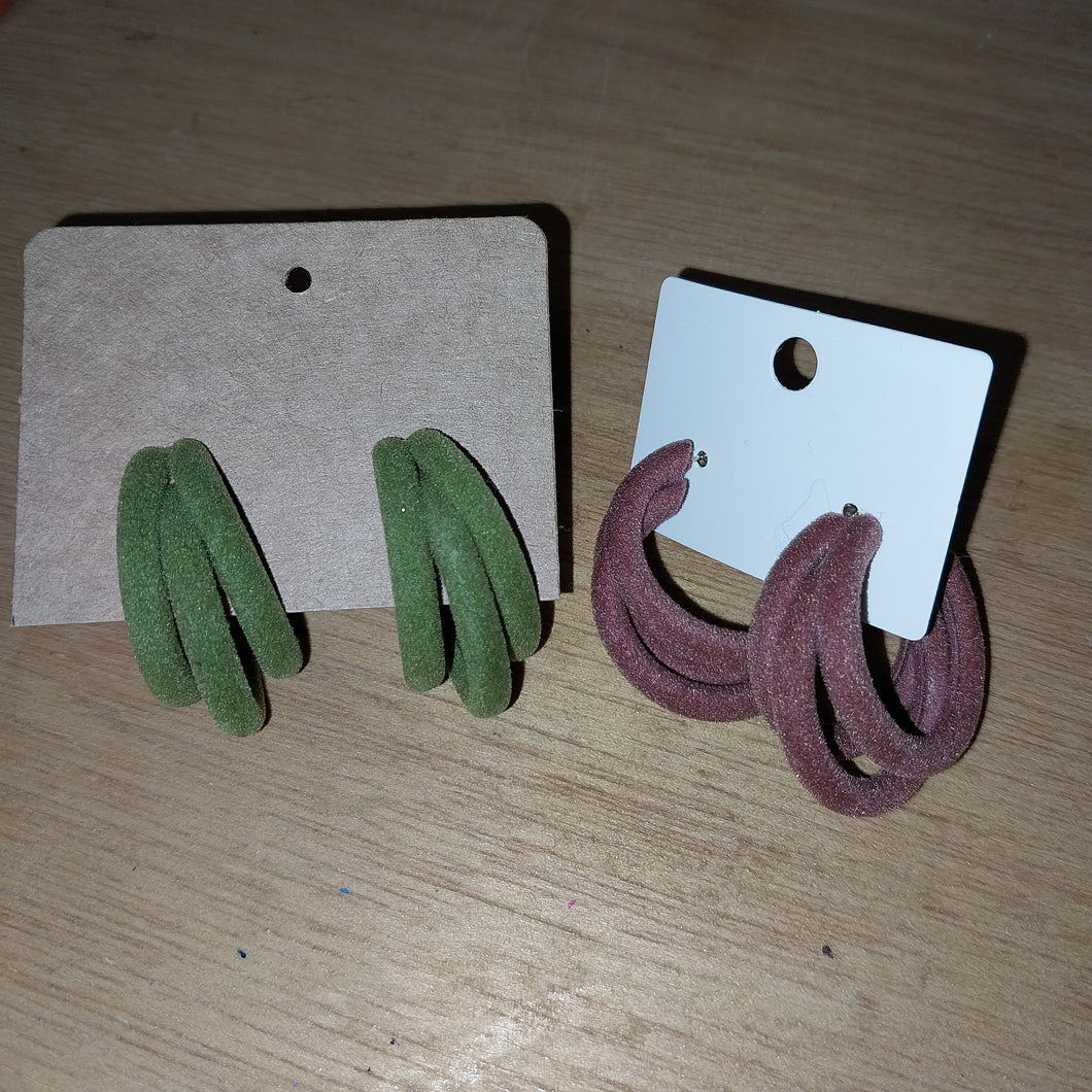 Suede Hoop Studs brown/green