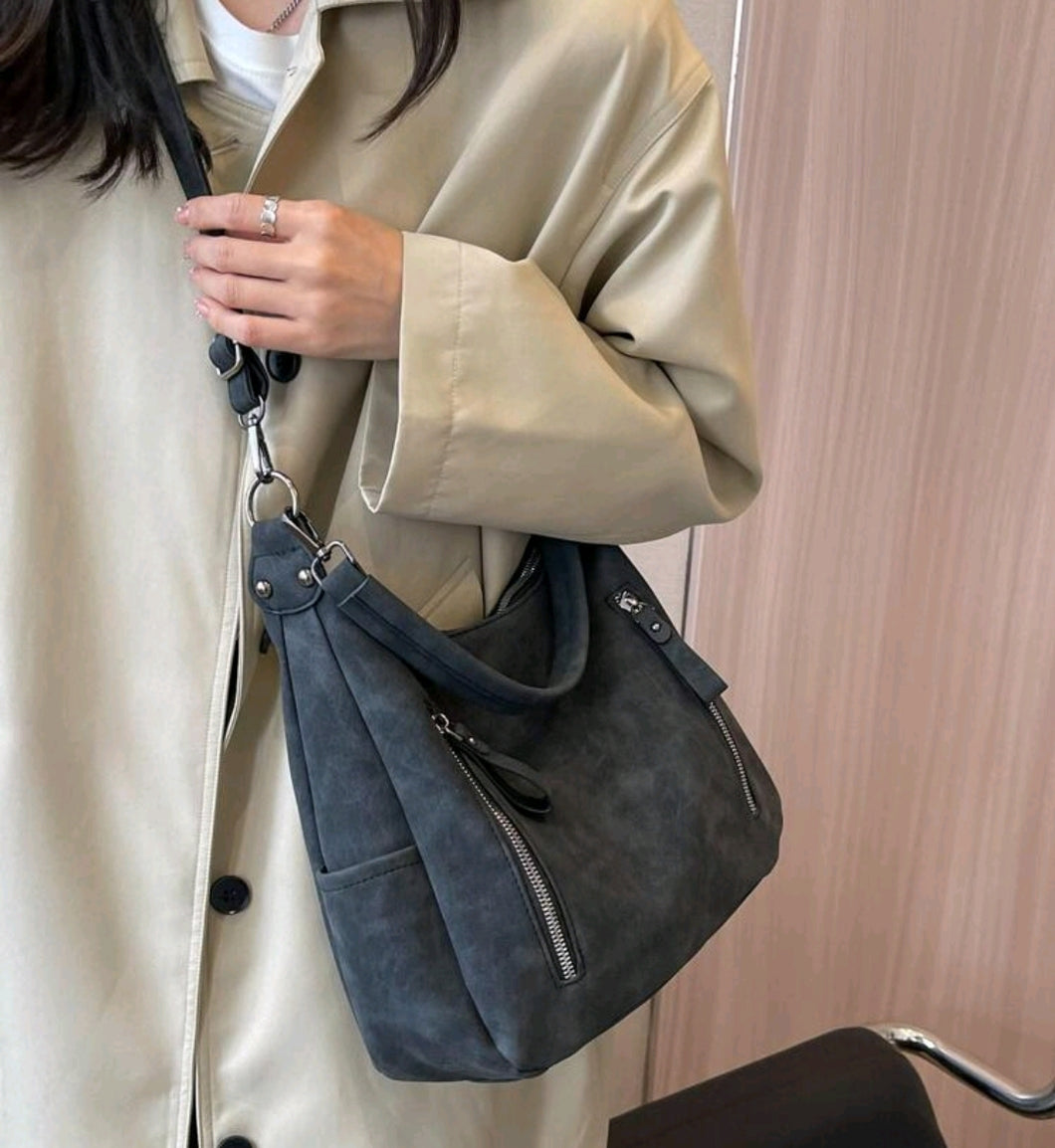 Suede Handbag ☆slate