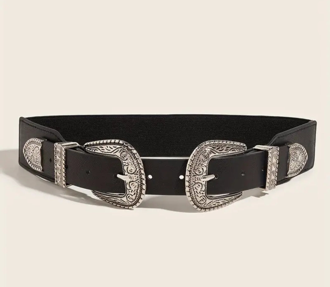 Double Buckle Black Belt