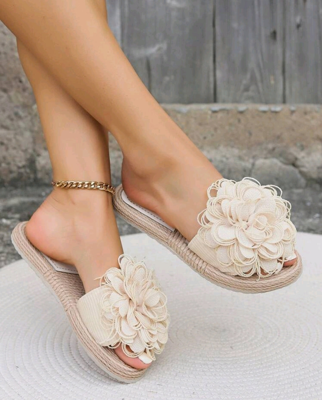 Cream Flower Sandals