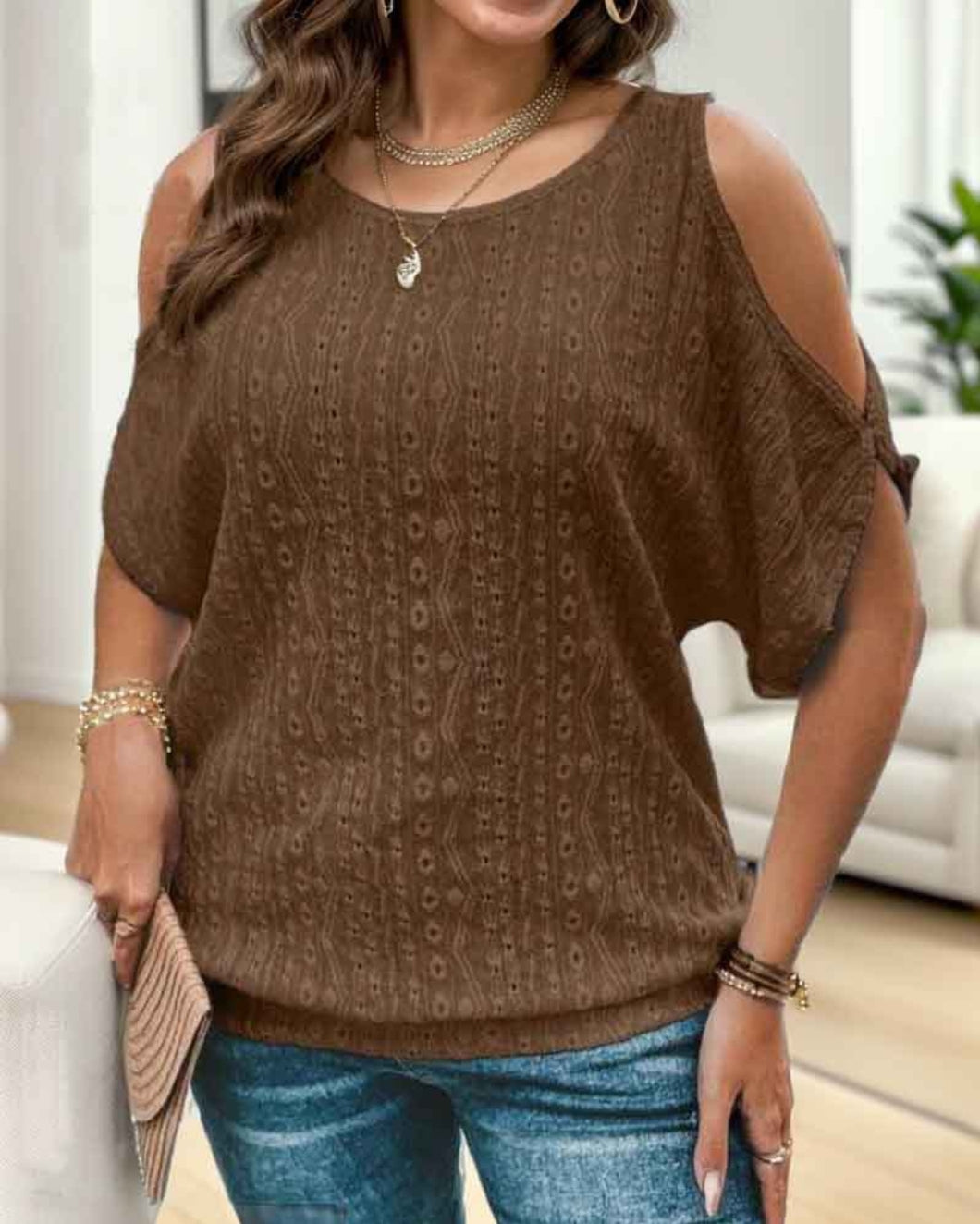 Curvy Kendra Blouse☆ Grey/Brown