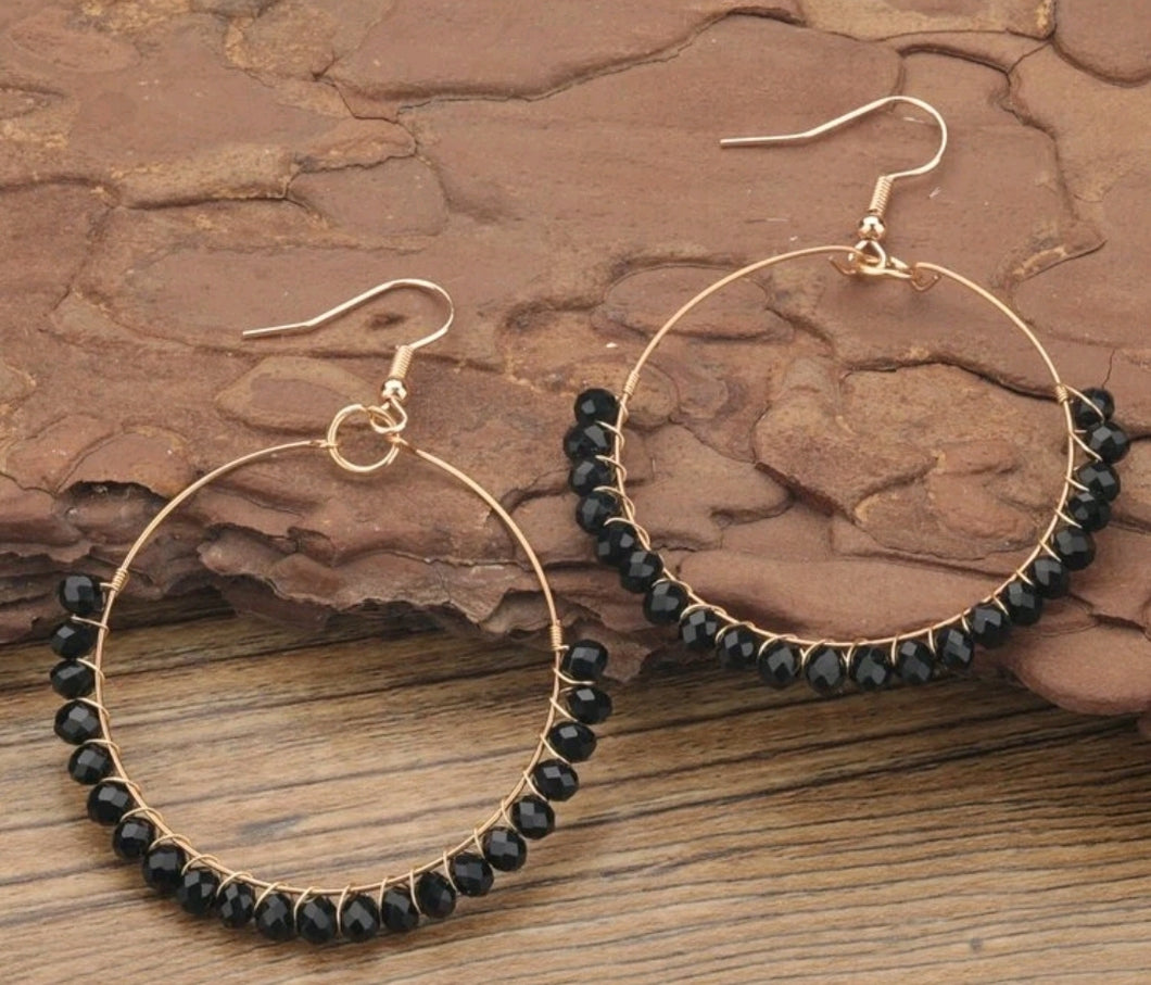 Bead Hoop Dangle Earrings